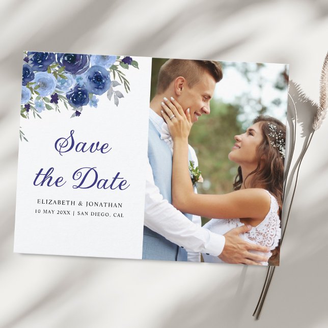 Carte Postale Rustic Elegance – Boho Navy Flower Wedding (Créateur téléchargé)