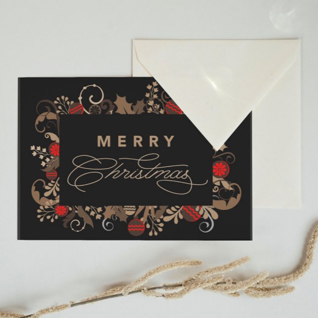 Carte Postale Rustic & Elegant Black Merry Christmas Calligraphy (Créateur téléchargé)