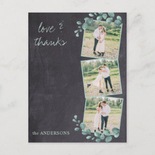 Carte Postale Rustic Elegant Chalkboard Photo Mariage Merci