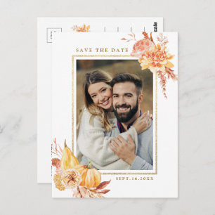 Carte Postale Rustic Fall Floral Mariage Photo Enregistrer la da