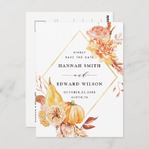 Carte Postale Rustic Fall Floral Mariage Photo Enregistrer la da