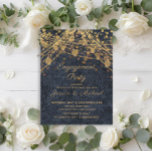 Carte Postale Rustic Glam Blue Gold String LIghts Fiançailles<br><div class="desc">Célébrez le couple heureux avec cette invitation de carte postale pour la fête de fiançailles rustique. Avec ses lumières à cordes dorées éclatantes et son bokeh scintillant sur un arrière - plan en faux-denim de marine, cette invitation offre un parfait mélange de charme et d'élégance. Les noms du couple sont...</div>