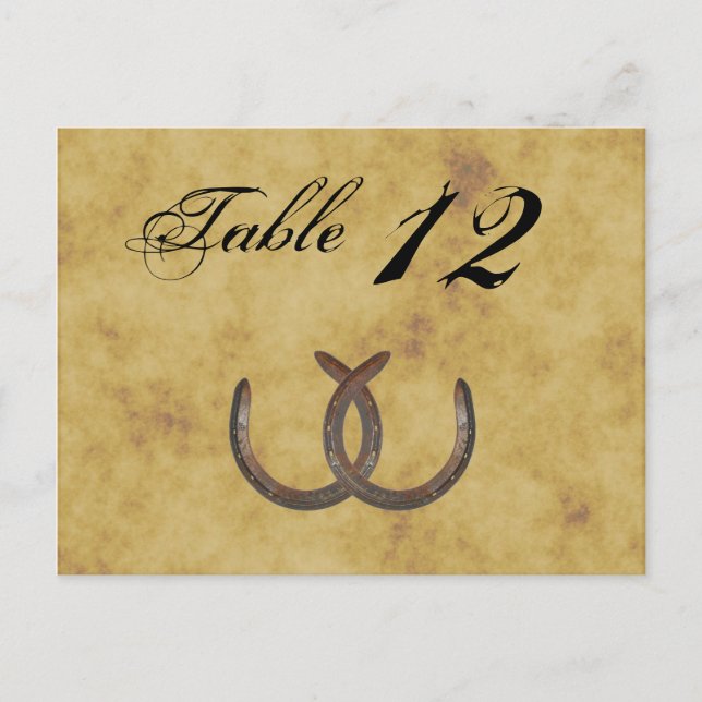 Carte Postale Rustic Horseshoes Distressed BG Table Number (Devant)