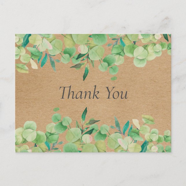 Carte Postale Rustic Kraft Feuilles d'Eucalyptus Entreprise Merc (Devant)