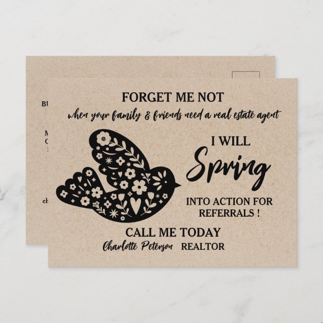 Carte Postale Rustic Kraft Immobilier Printemps Référentiel Agri (Devant / Derrière)