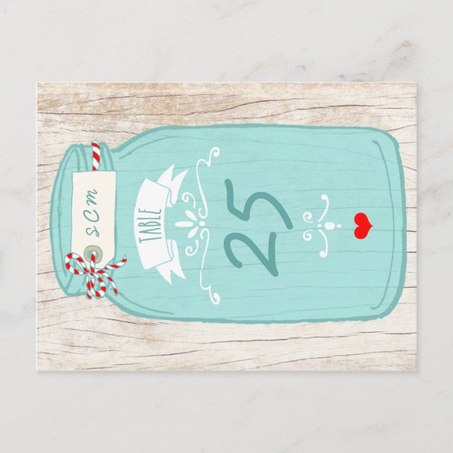 Carte Postale Rustic Mason Jar sur l'écorce Mariage illustré (Devant)