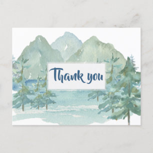 Carte Postale Rustic Mountains Baby shower d'aventure Merci