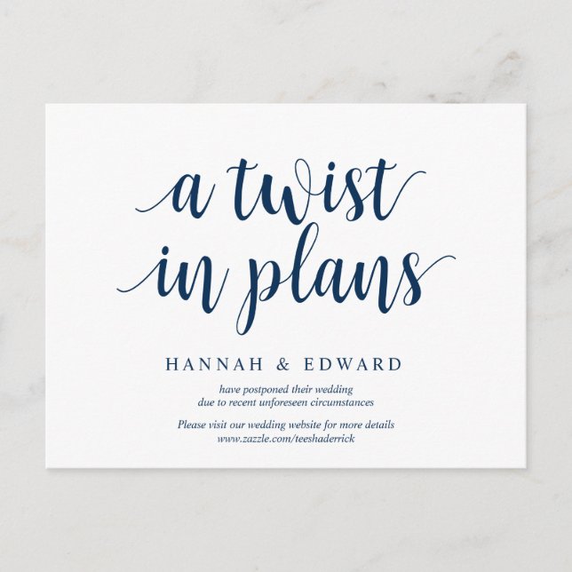 Carte Postale Rustic Navy Blue, un rebondissement dans les plans (Devant)