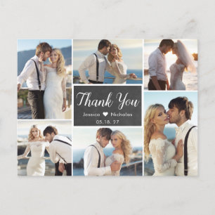Carte Postale Rustic Photo Collage Chalkboard Mariage Merci