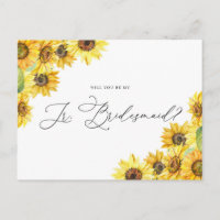 Rustic Watercolor Sunflowers Be My Jr Bridesmaid