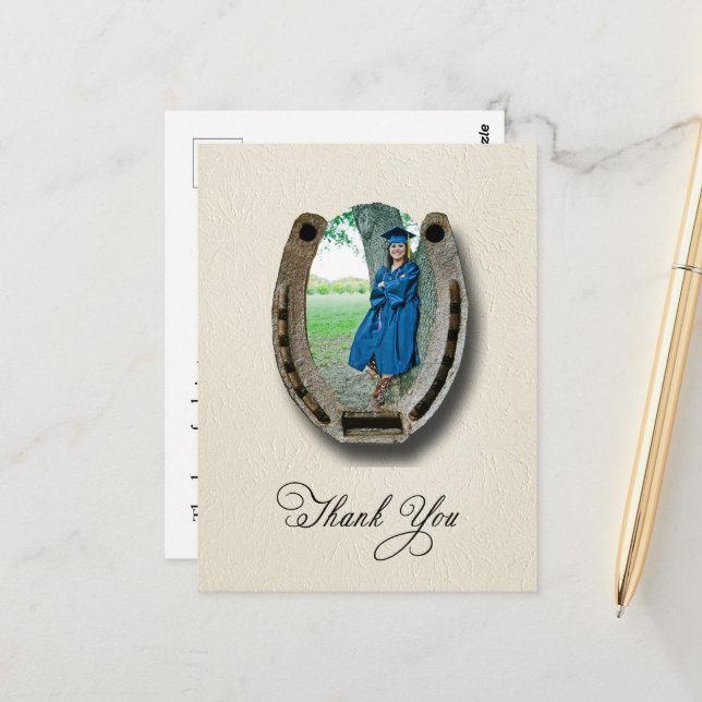 Carte Postale Rustic Western Graduation Thank You postcard (Devant/Arrière en situation)