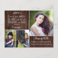 Rustic Wood Graduation chrétienne Bible Verse
