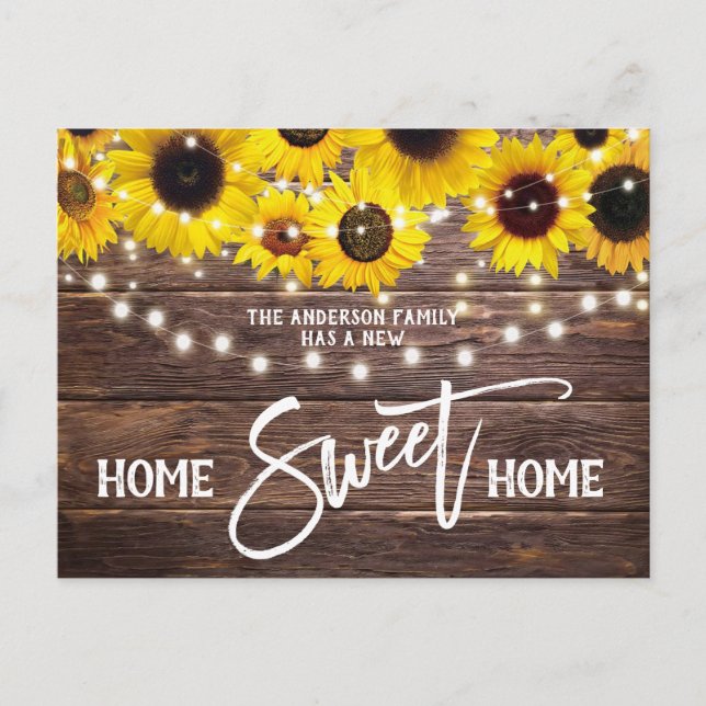 Carte Postale Rustic Wood Home Sweet Home Moving Faire-part (Devant)