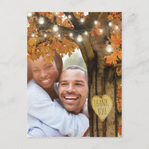 Carte Postale Rustique Automne Arbre Mariage d'automne Merci
