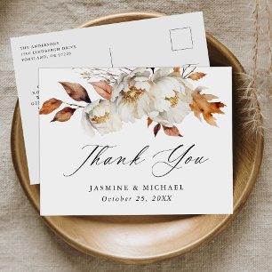 Carte Postale Rustique Automne Floral Mariage Merci