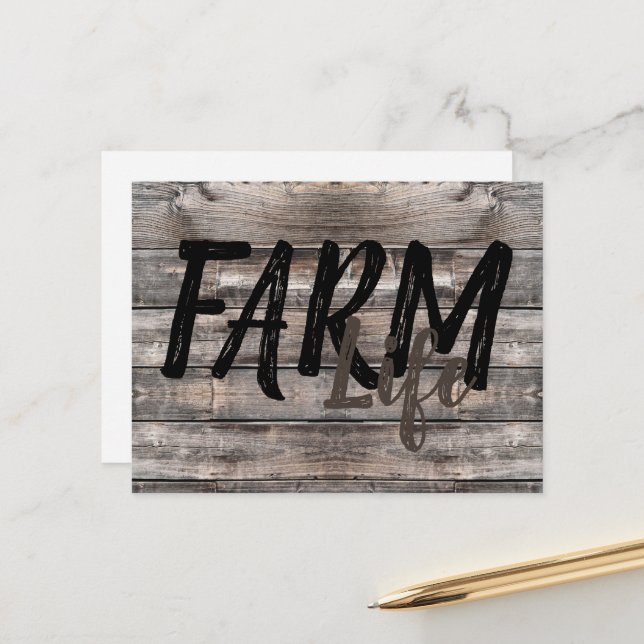 Carte Postale rustique chic FARM LIFE | (Devant/Arrière en situation)