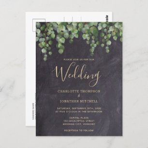 Carte Postale Rustique Eucalyptus Mariage de tableau de bord ver
