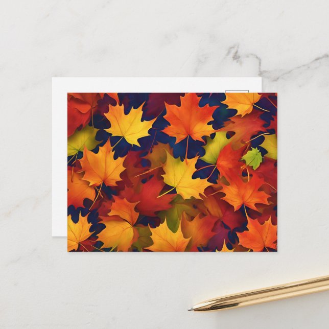Carte Postale Rustique Fall Foliing (Devant/Arrière en situation)