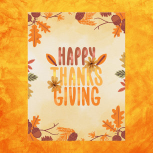 Carte Postale Rustique Feuilles d'automne Bon thanksgiving