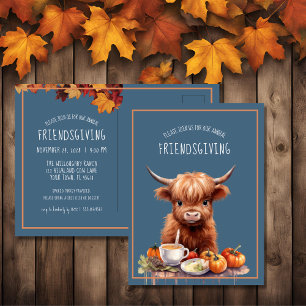Carte postale Rustique Highland Cow Friendsgiving 