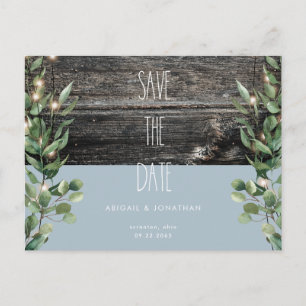 Carte Postale Rustique Icy Blue Foliage Mariage Enregistrer la d