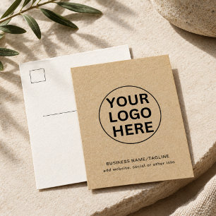 Carte postale rustique Kraft l Logo d'entreprise p