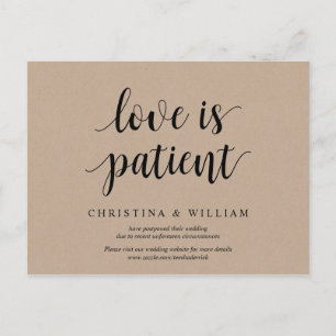Carte Postale Rustique Kraft, l'amour est patient, l'amour est r