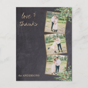 Carte Postale Rustique moderne Chalkboard Photo Mariage Merci