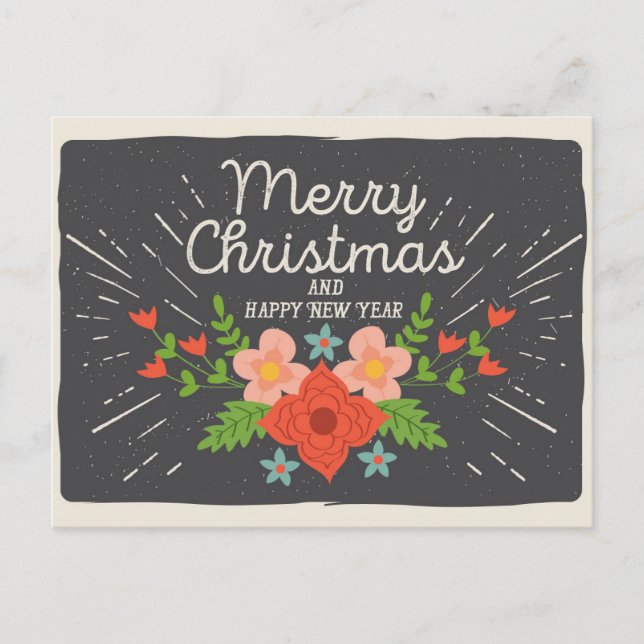 Carte postale rustique Noël et Nouvel An (Devant)