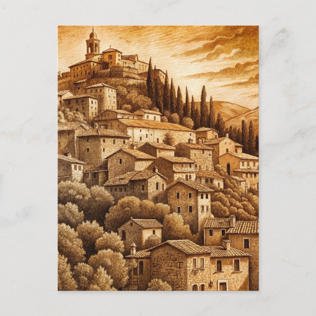 Carte Postale Rustique Nostalgie Toscane Européenne de Colline V (Devant)