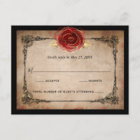Rustique Rouge Rose Or Noir Mariage élégant RSVP