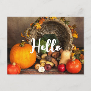Carte Postale Rustique Thanksgiving Table Bountiful Harvest Bonj