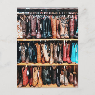 Carte Postale Rustique Western Pays Cowboy Bottes Photographie