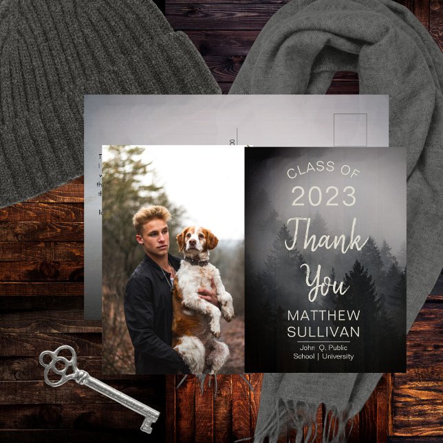 Carte Postale Rustique Woodsy moderne | Merci photo (Créateur téléchargé)