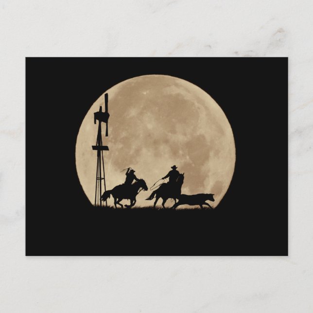 Carte Postale Rustlers Moon Cattle and Cowboys Team Roping (Devant)