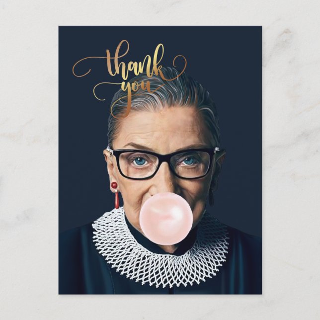 Carte Postale Ruth Bader Ginsburg Soufflant du chewing-gum Merci (Devant)