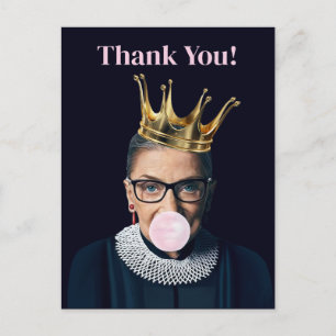 Carte Postale Ruth Ginsburg couronne gomme rose Merci !