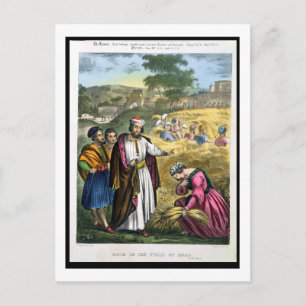 Carte Postale Ruth in the Field of Boaz, tiré d'une bible imprim