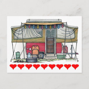 Carte Postale RV Cute Popup Camper Travel Trailer