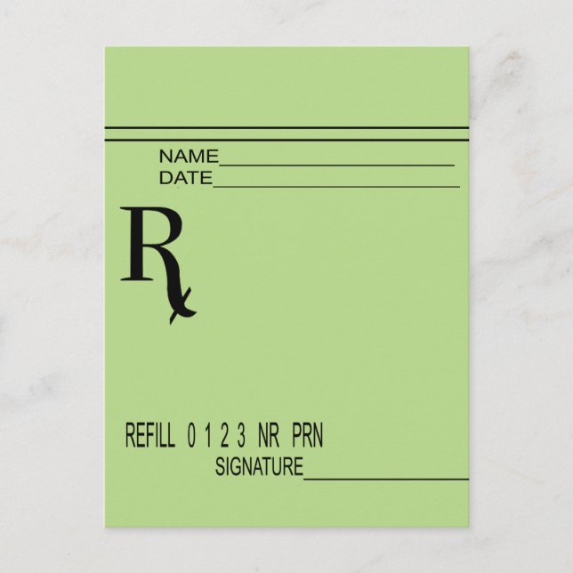 Carte Postale Rx Prescription Pad - Write Your Own Prescription! (Devant)