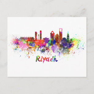 Carte Postale Ryad skyline in watercolor
