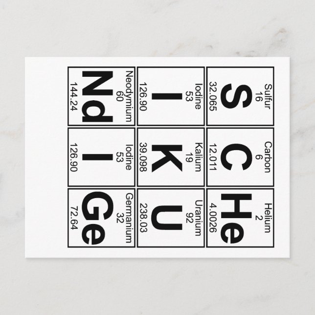 Carte Postale S-C-He-I-K-U-Nd-I-Ge (scheikundige) - Complet (Devant)