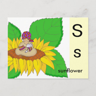 Carte Postale S pour tournesol
