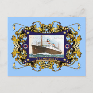 Carte Postale S.S. Manhattan Navire à vapeur Vintage