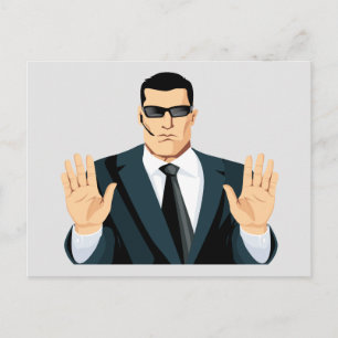 CARTE POSTALE SA7 SECRET AGENT BODYGUARD COMICS CARTOON DARK MOB