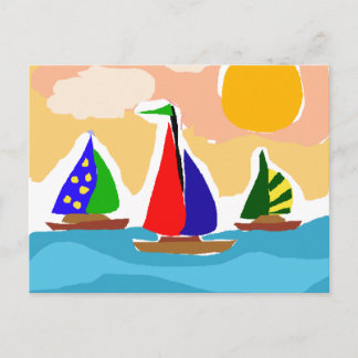 Carte Postale SA - Art primitif de voilier coloré
