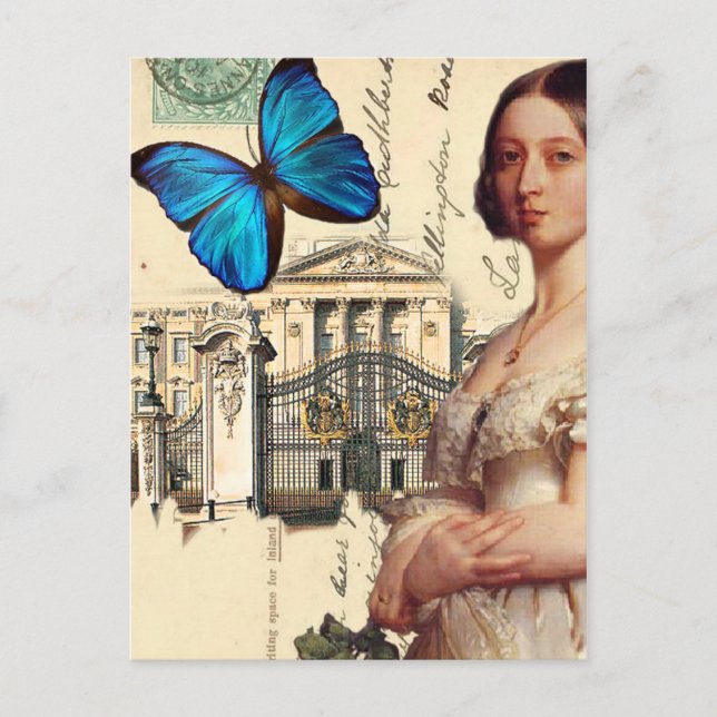 Carte Postale Sa Majesté la reine Victoria, avec son papillon bl (Devant)
