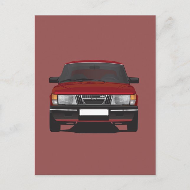 Carte Postale Saab 900 turbo (rouge) (Devant)