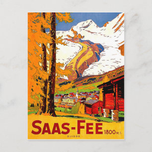 Carte Postale Saas - Fee, village en Suisse, voyage vintage