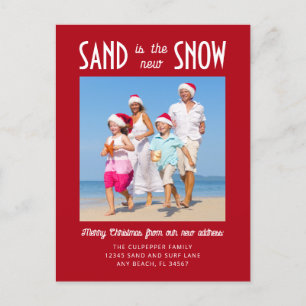 Carte Postale Sable la Nouvelle Neige Photo Rouge Annonce de Dém